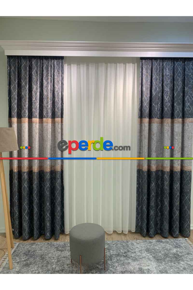 Yatak Odası - Brillant Fon Perde Yeni Moda Tasarım Renk Kanat Yan Perdeler Salon Misafir Odası Perde