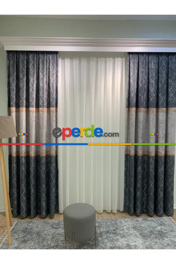 Yatak Odası - Brillant Fon Perde Yeni Moda Tasarım Renk Kanat Yan Perdeler Salon Misafir Odası Perde