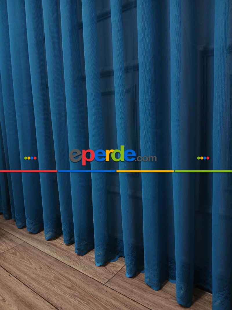 Taç Cemre Düz Örme Petrol Kırışmaz Ütü İstemez Tül Perde