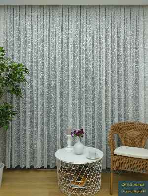 Şal Desen Fransız Dantel Tül Perde & Kruvaze Perde- Ekru