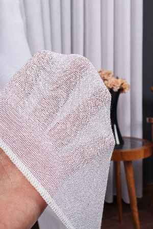 Hazel Beyaz-kahverengi Detaylı Keten Düz Tül Perde Gramajlı