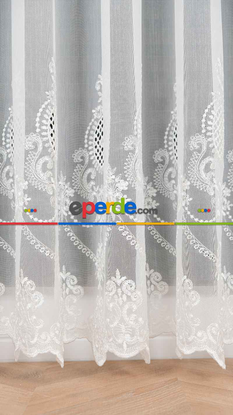 Exculusive Şık İşlemeli Etek Desenli Tül Perde Merit