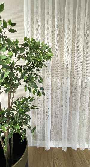 Hazır Ölçülü Fileli Örme Eteği Desenli Normal Pileli Tül Perde