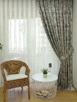 Patine Desenli Gri Desenli Jakar Fon Perde (180)- Gri