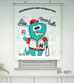 Sevimli Dinazor Desenli Özel Baskılı Stor Perde- Çok Renkli