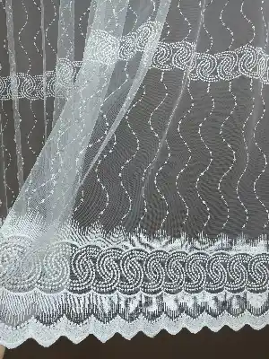 Mutfak Tülü Perdesi İşlemeli Güpürlü- Ekru
