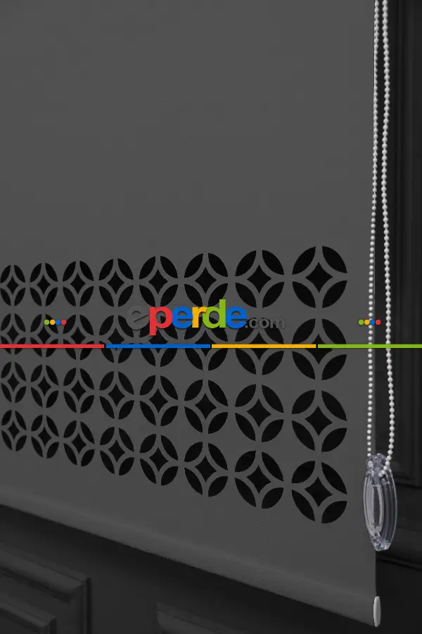 Salon Stor - Koyu Gri Renk Lazer Kesim Mat Stor Perde (ister Düz - İster Lazer Kesimli Satın Alın)