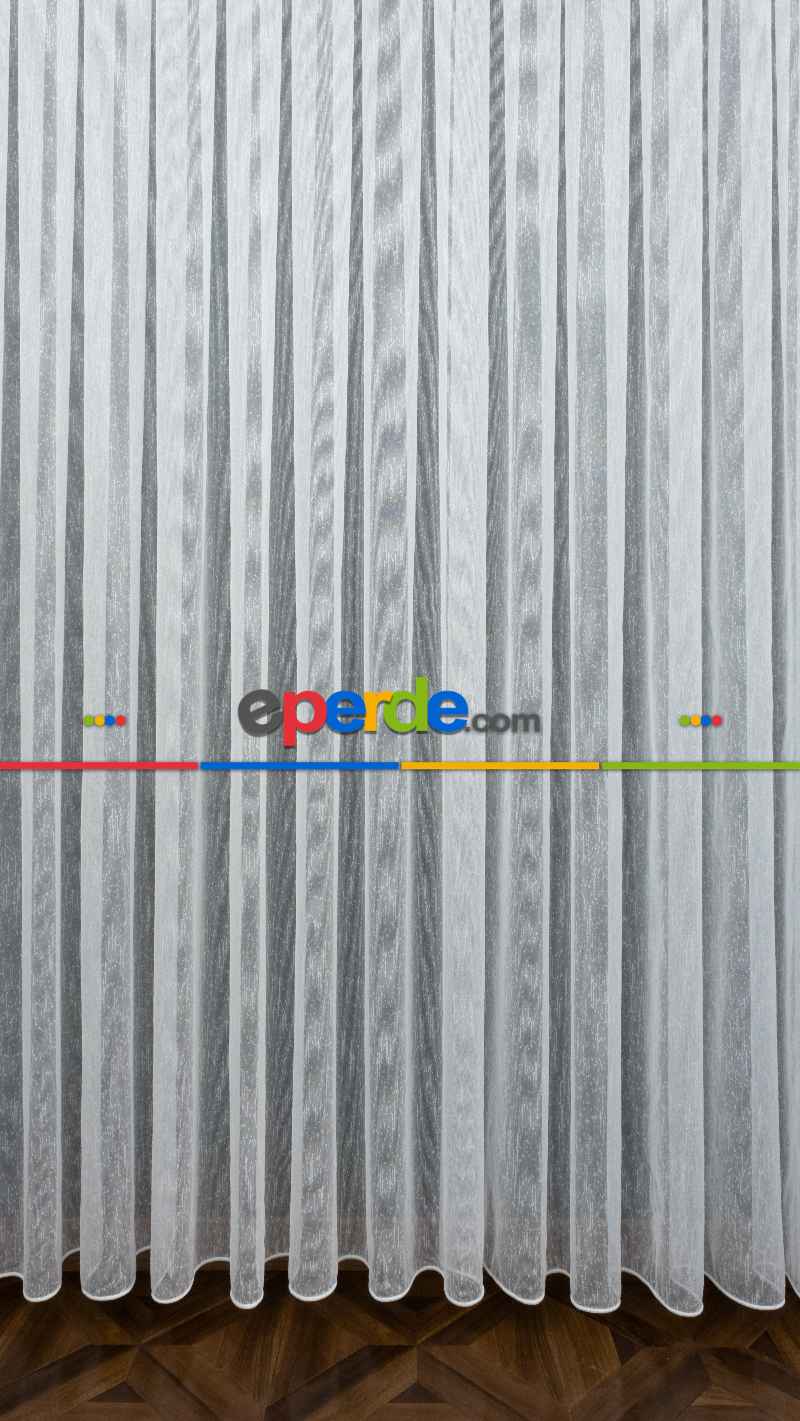 Keten Şantuk Düz Tül Perde 2021- Ekru - Kurşunlu Tül