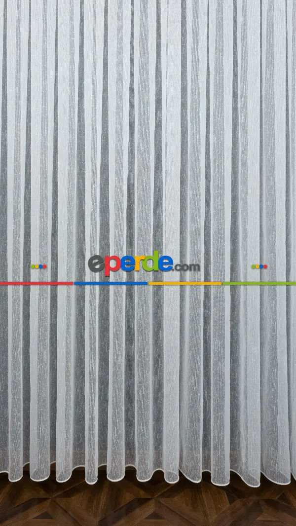 Keten Şantuk Düz Tül Perde 2021- Ekru - Kurşunlu Tül