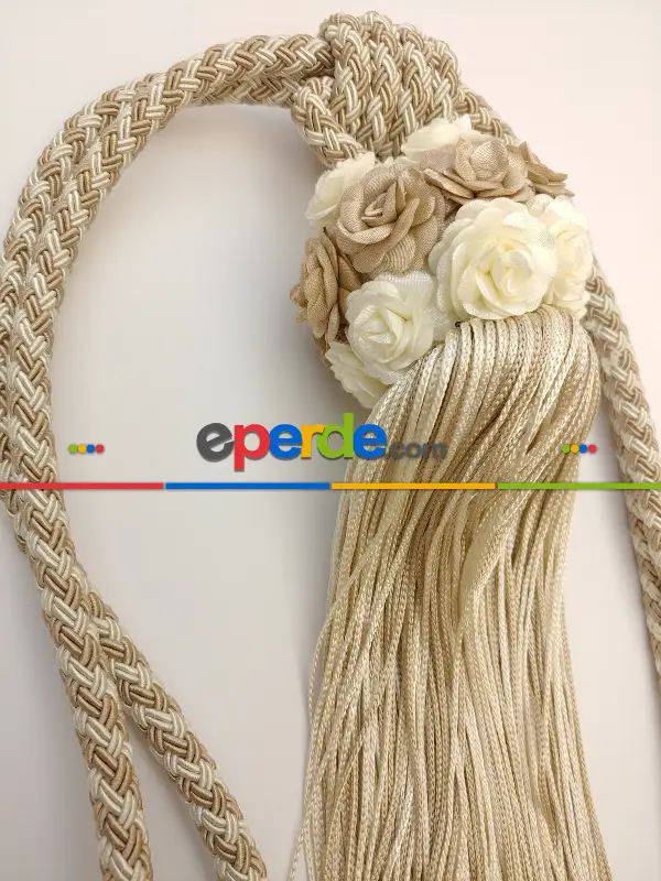 Krem Bej Braçol Perde Bağı- Krem-bej