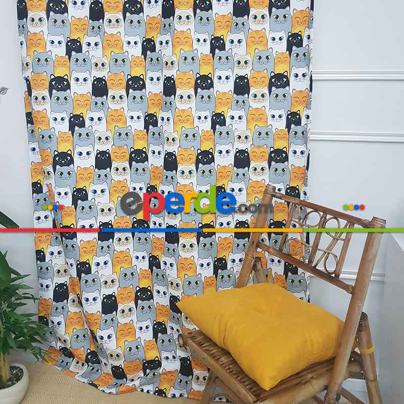 Çocuk Odası Fon Perde- Siyah