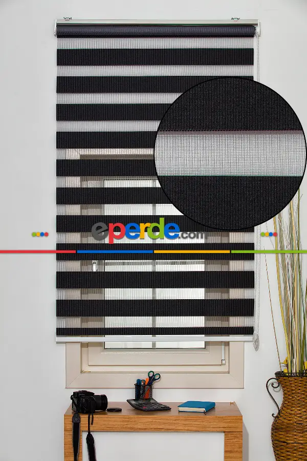 Zebra Perde Siyah Bambu - Siyah