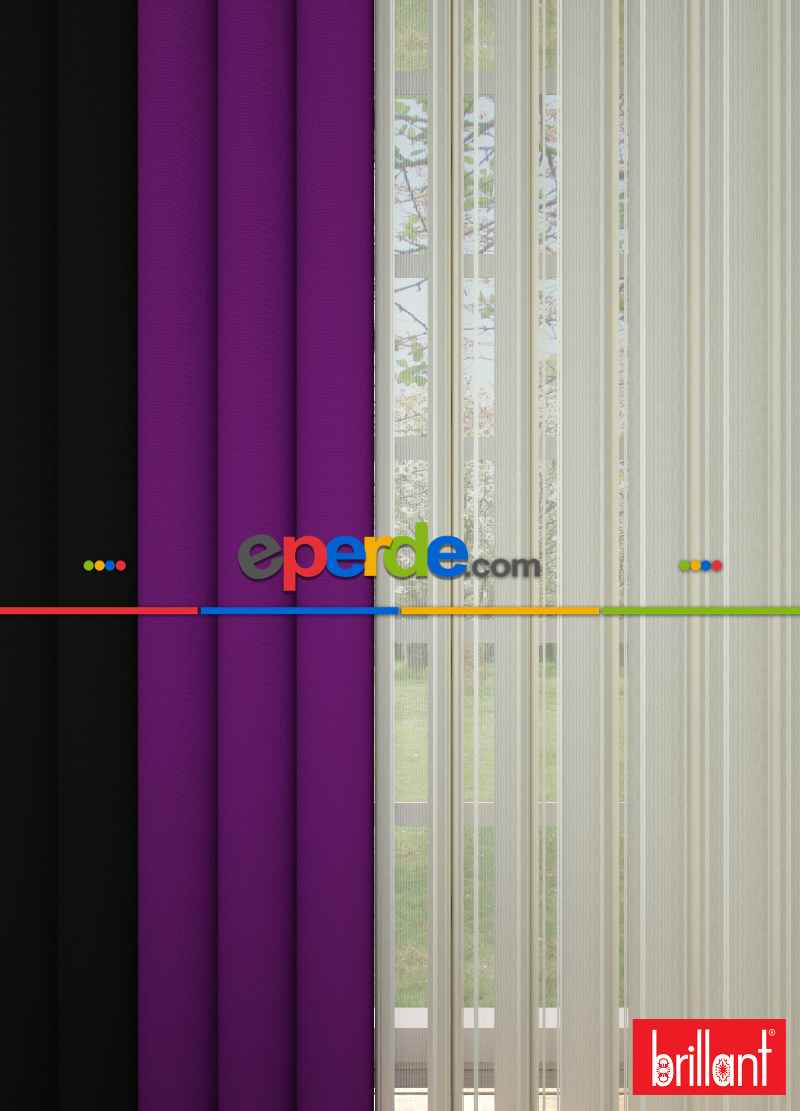 Brillant Akıllı Tül Siyah-mor Perde Tül Dikey Zebra Perde Düz 1. Kalite