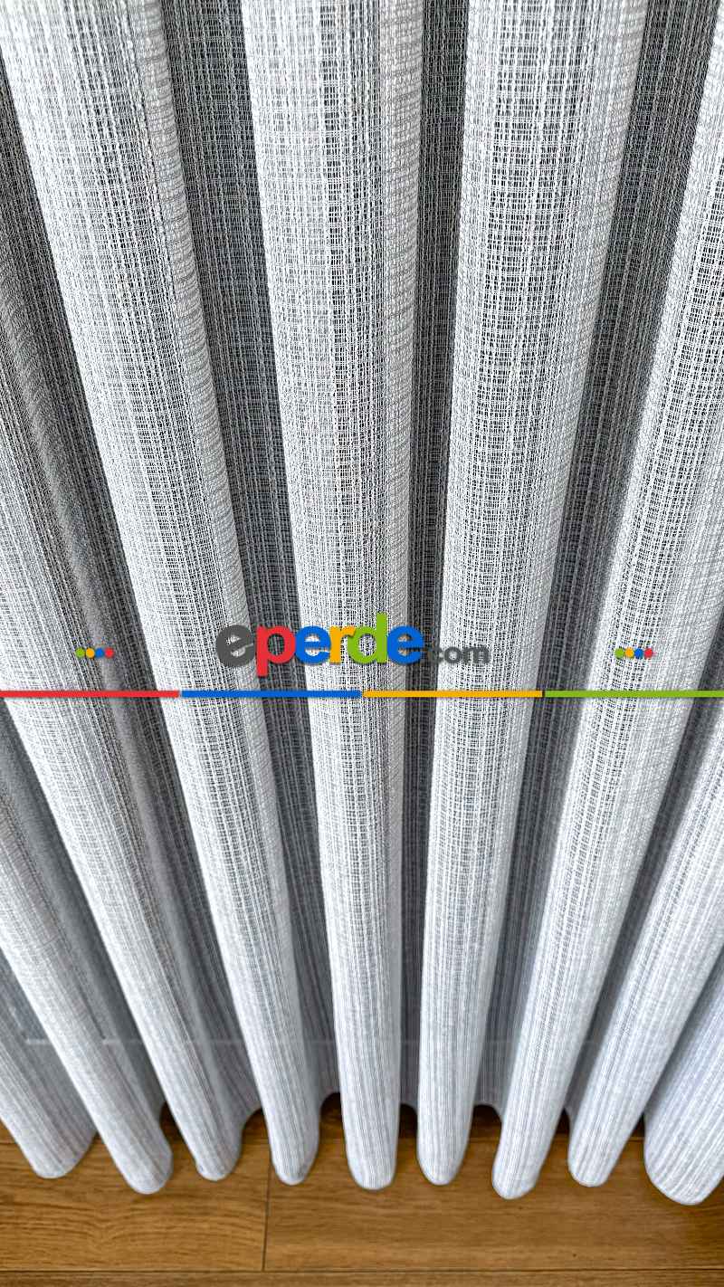 Açık Gri Özel Dokuma, Özel İplik Keten Düz Tül Perde - Ağır Gramajlı Premium