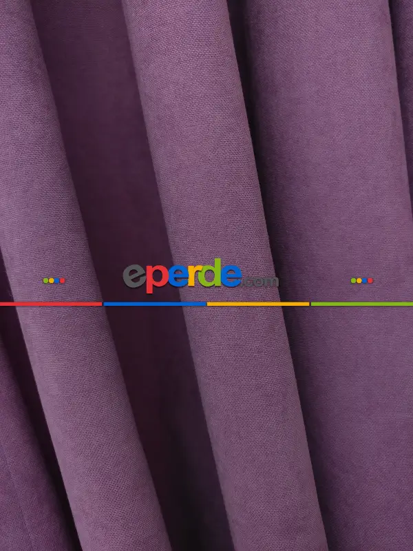 Eflatun Düz Sade Mutfak Fon Perde Yan Kanat Perdesi- Eflatun