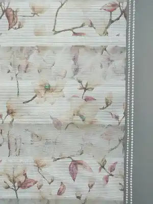 Salon Zebra Perde - 2021 Sezonu - Zebra Perde - Dijital Baskılı Çiçek Desenli Zebra Perde- Bej