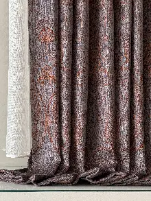 Yatak Odası - Mürdüm Kiremit Jakar Dokuma Fon Perde, Premium Seri Ağır Gramajlı