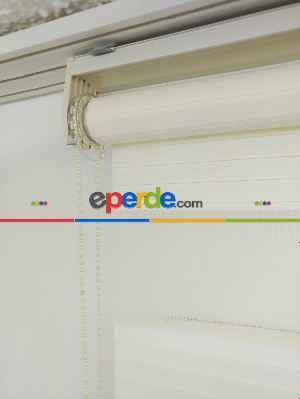 Krem Geniş Pliseli Zebra Perde- Krem