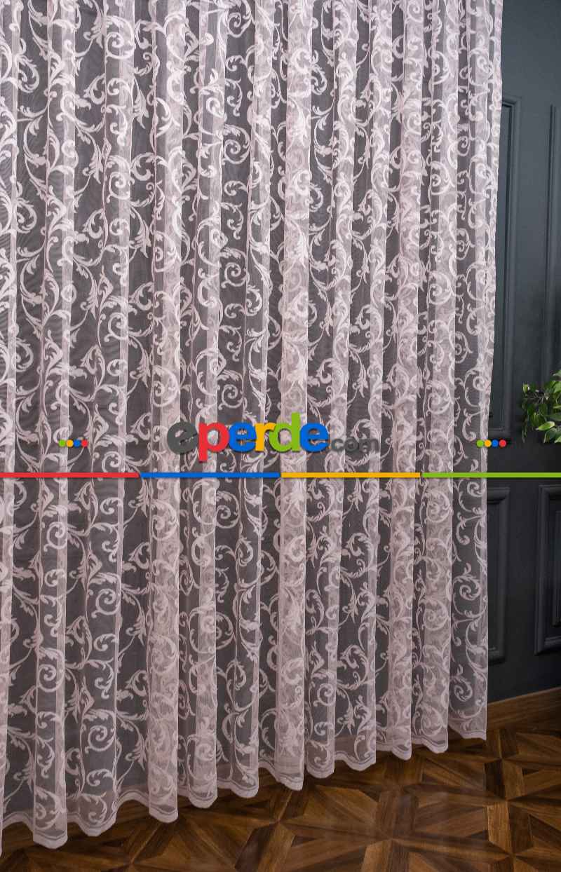 Sarmaşık Şal Desen Pudra Renk Desen Tasarım Tül