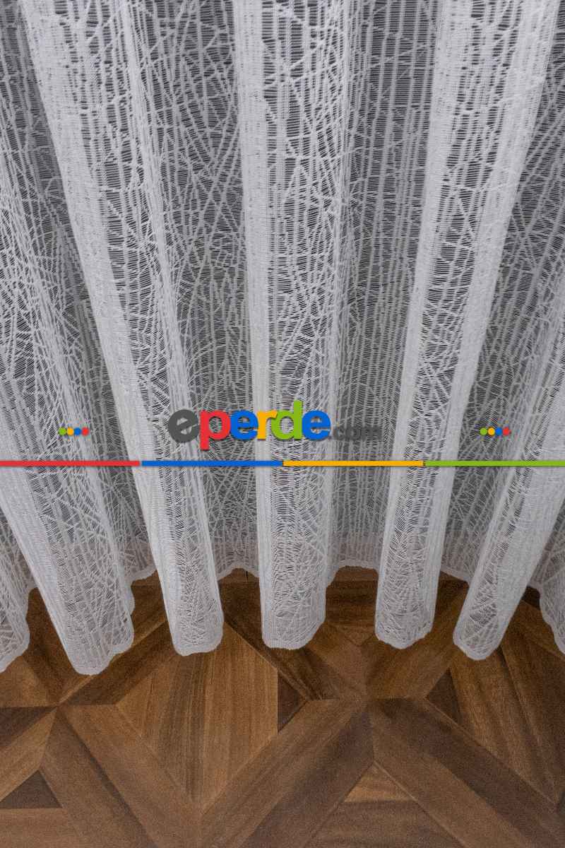 Örme Tül Perde - Spor Desenli - Cam Kırık Desenli