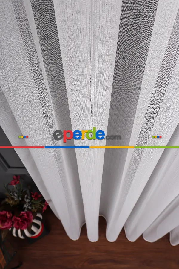 Gümüş Simli Bambu Keten Tül Perde Akdz 1047
