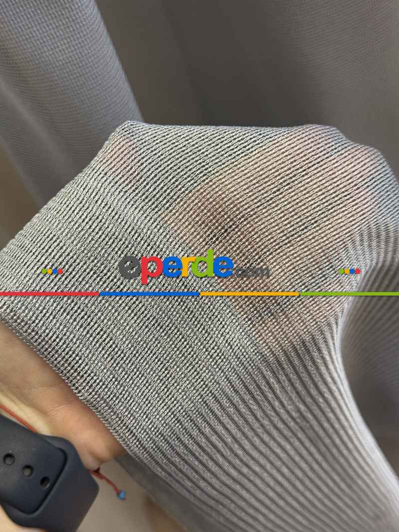 Gri Tül Perde, Ağır Gramajlı Premium Seri, Kurşunlu Tül