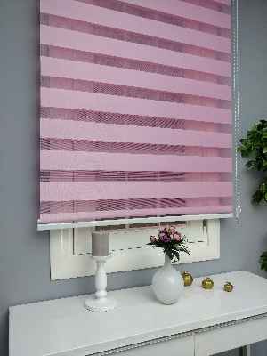 Oturma Odası - Pembe Zebra Perde - Düz Zebra Perde