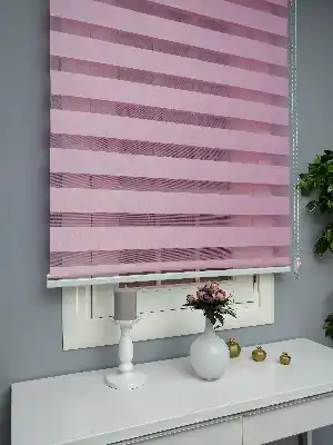 Oturma Odası - Pembe Zebra Perde - Düz Zebra Perde