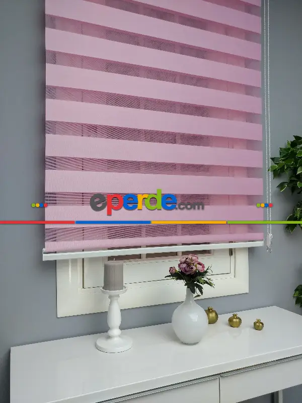 Pembe Zebra Perde - Düz Zebra Perde