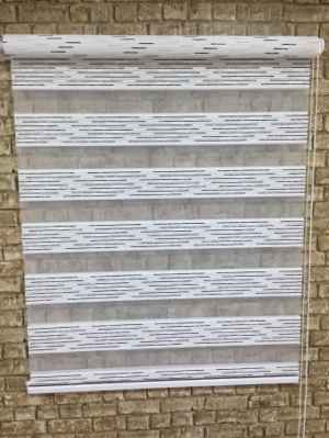 Mutfak - Siyah Krem Simli Lüx Zebra Perde- Siyah-Krem-Gümüş Simli