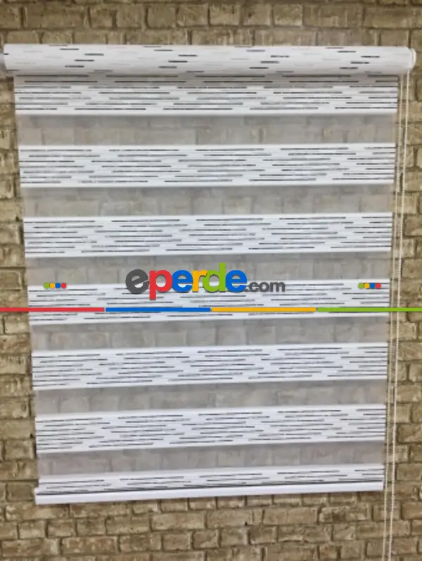 Siyah Krem Simli Lüx Zebra Perde- Siyah-krem-gümüş Simli