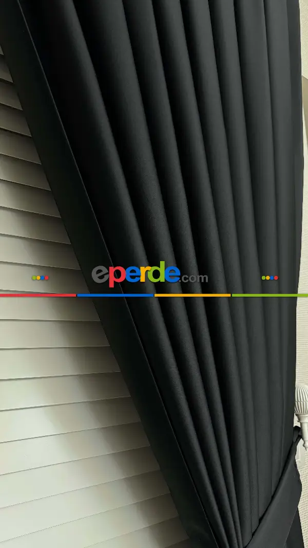 Yatak Odası - Siyah Blackout Perde - Karartma Fon Perde, Premium Kalite Serisidir, � Işığı Keser