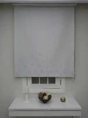 Yatak Odası Stor Perde - Gri Krem Desenli Blackout Karartma- Beyaz-krem- Çok Renkli 2