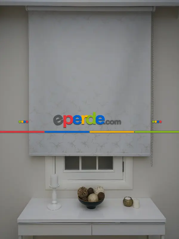 Salon Stor Perde - Gri Krem Desenli Blackout Karartma- Beyaz-krem- Çok Renkli 2