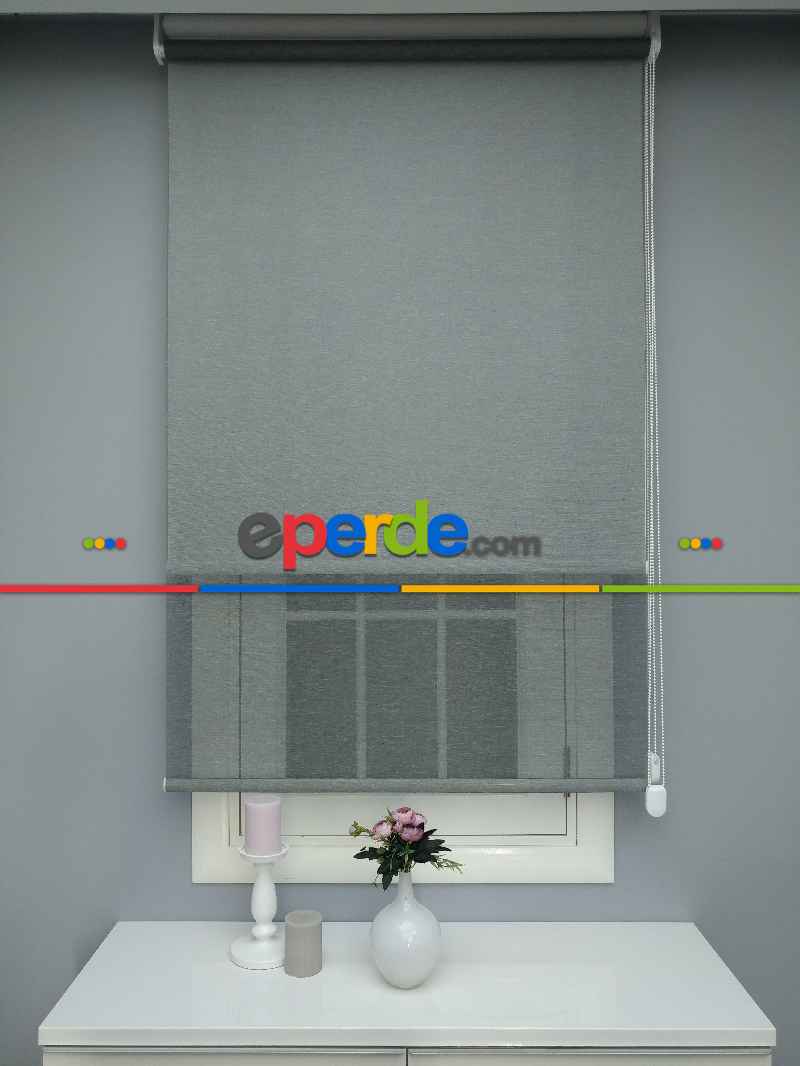 Çiftli Sistem Tül Stor- Gri-füme-antrasit