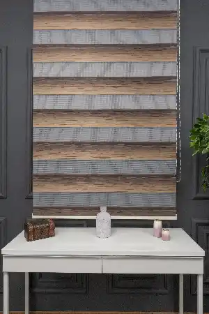 Kahverengi Zebra Perde Geçişli Kırık Pileli Zebra Perde