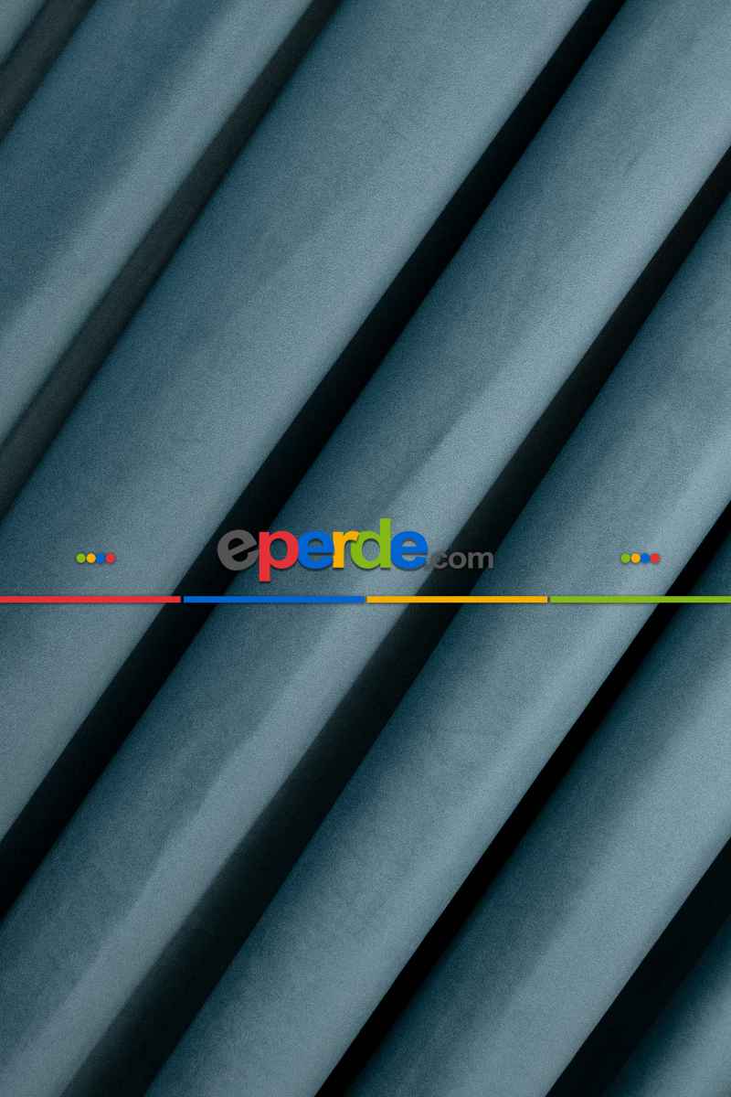 Yatak Odası - İthal Kadife Fon Perdelik Geniş Enli ( Turkuaz)