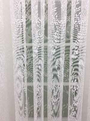 Spor Sarmaşık Desenli Tül Perde - Kruvaze Model Dikiş Seçenekli - Örme Tüldür - Ütü İstemez