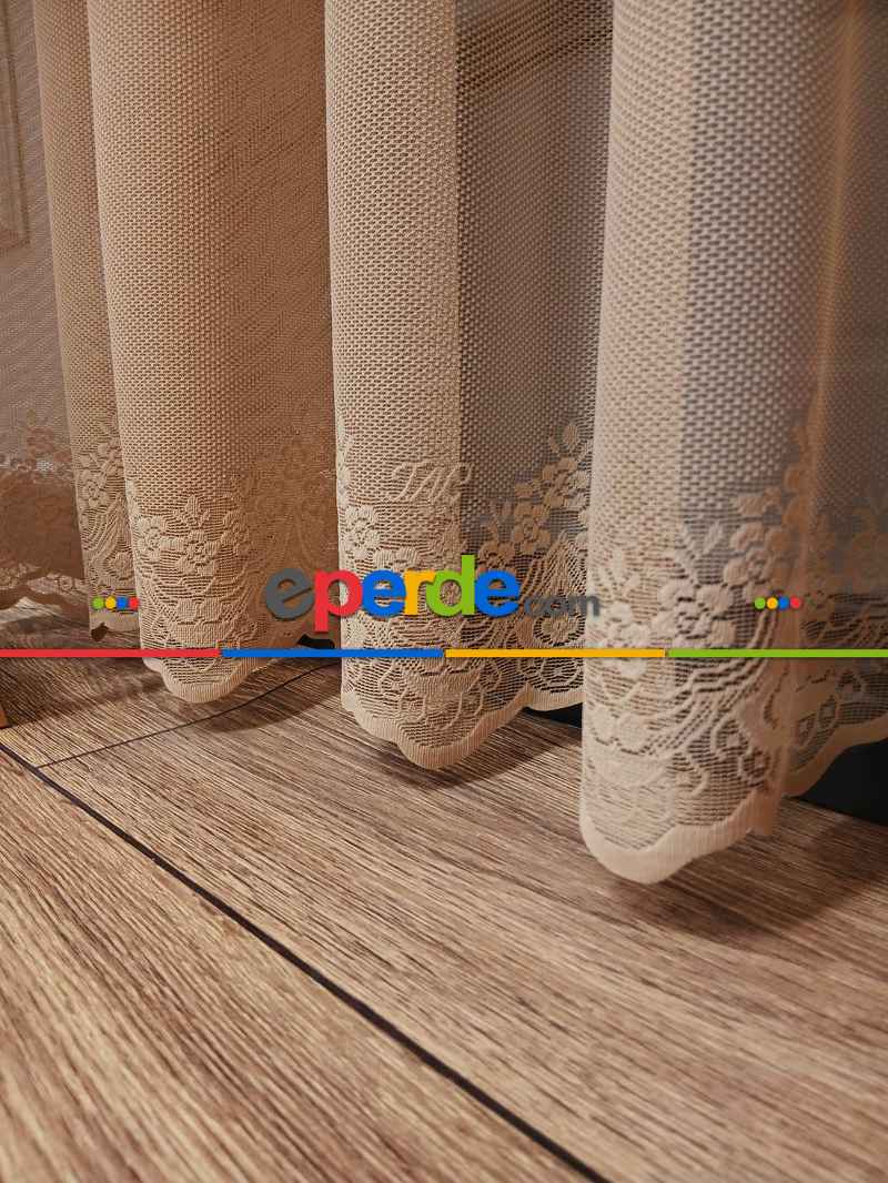 Yatak Odası - Taç Cemre Düz Örme Vizon Kırışmaz Ütü İstemez Tül Perde