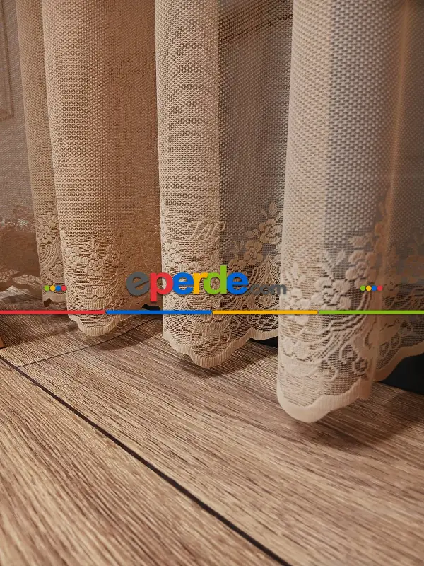 Salon - Taç Cemre Düz Örme Vizon Kırışmaz Ütü İstemez Tül Perde