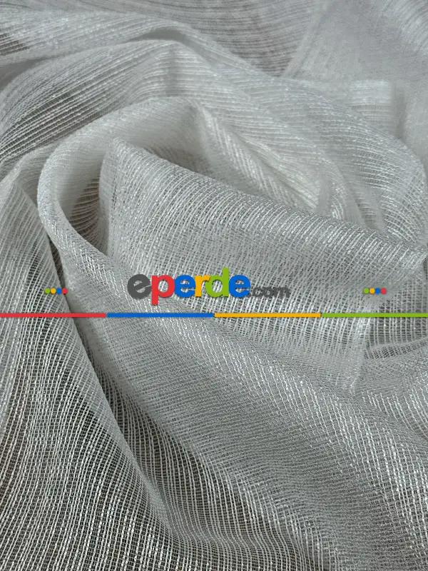 Salon - Sedefli Özel İplik Düz Tül Perde - Özel Dokuma Ağır Gramajlı Premium