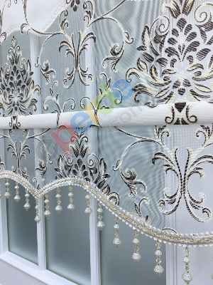 Damask Desen Çiftli Sistem Stor Perde 65891145- Kahve Koyu