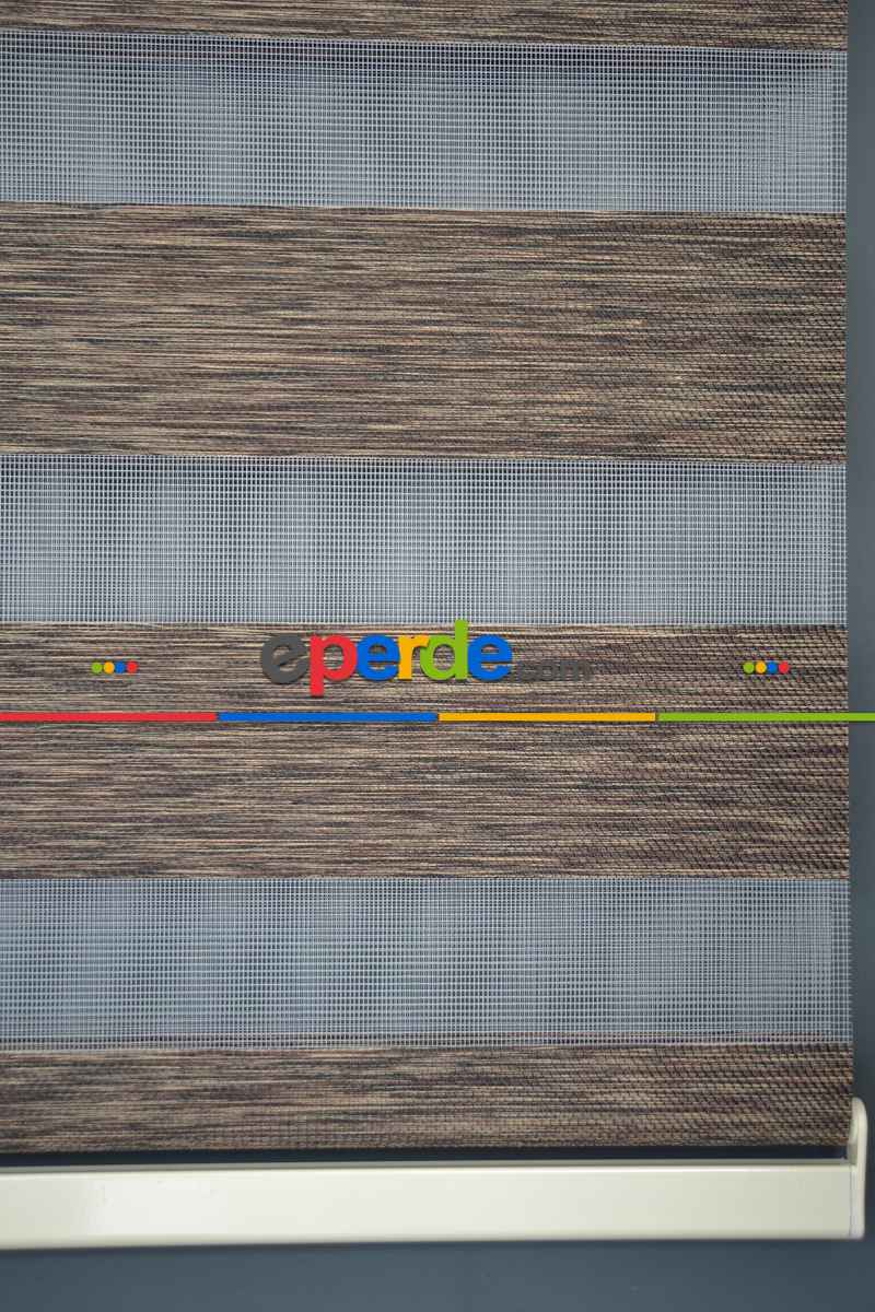 Halim Perdesan Bz-256 Koyu Kahve Renk Etekli Veya Eteksiz Zebra Stor Perde
