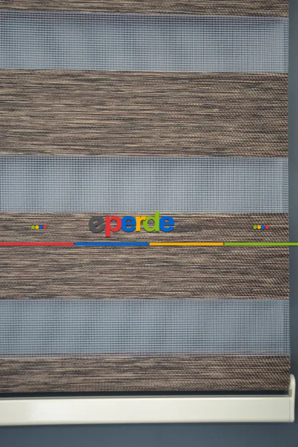 Halim Perdesan Bz-256 Koyu Kahve Renk Etekli Veya Eteksiz Zebra Stor Perde