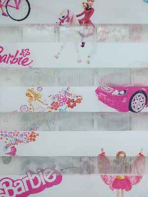 Barbie Kız Çocuk Odası Zebra Perde- Pembe