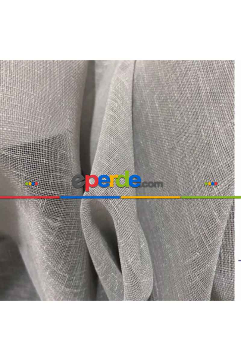 Pilesiz Gri Natural Keten Tül Düz Dikim 200cm X 260cm 