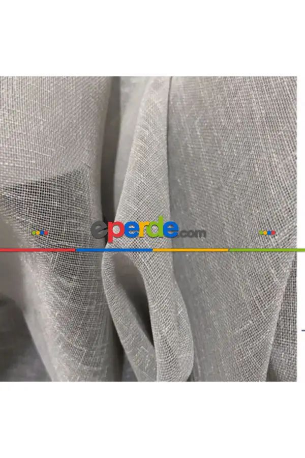 Pilesiz Gri Natural Keten Tül Düz Dikim 200cm X 260cm 