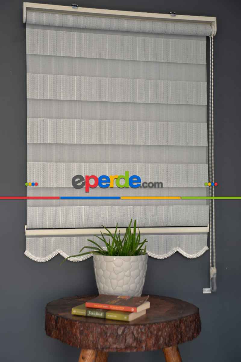 Halim Perdesan Jk-287 Deve Dikeni & Beyaz Renk Etekli Veya Eteksiz Zebra Stor Perde