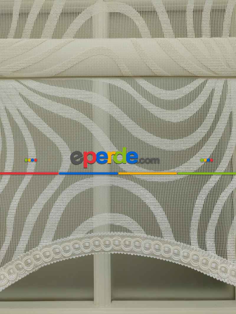 Yakma Tül Stor - Çiftli Sistem Desenli Perde (burn Out)- Ekru