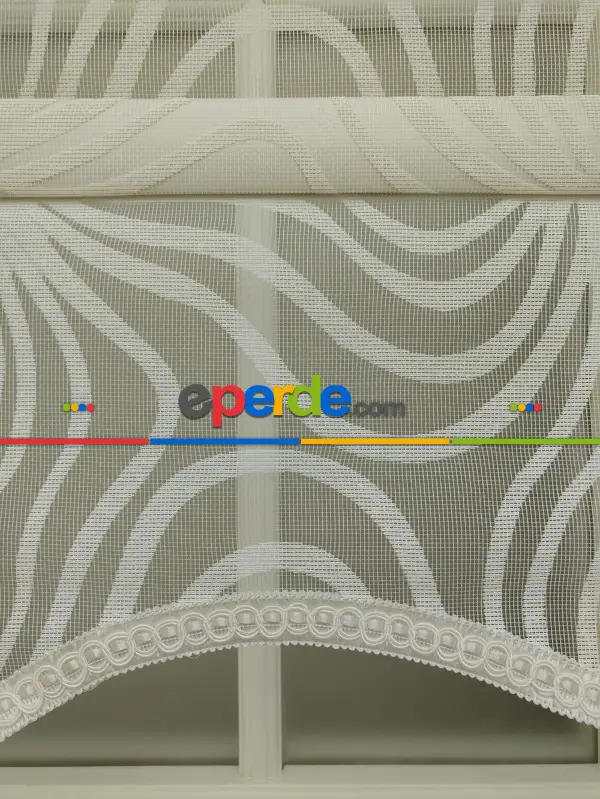 Yakma Tül Stor - Çiftli Sistem Desenli Perde (burn Out)- Ekru